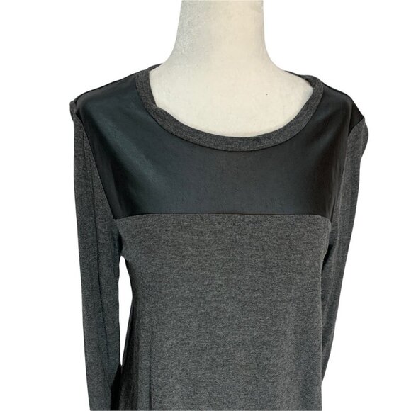 aritzia Wilfred Free Simone Grey Long Sleeve T-shirt Vegan Leather Inser… - Picture 2 of 10